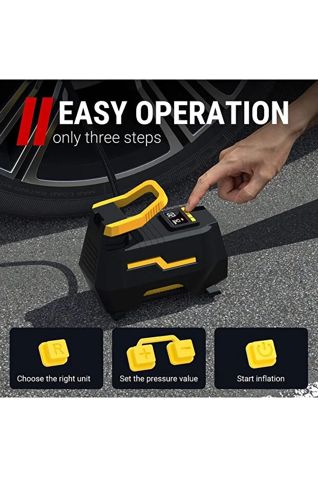 Eragon ERG-520 Dijital Basınç Göstergeli Oto Lastik Şişirme Pompası Hava Kompresörü